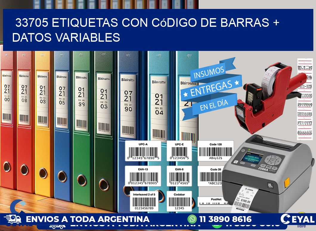 33705 etiquetas con código de barras + datos variables
