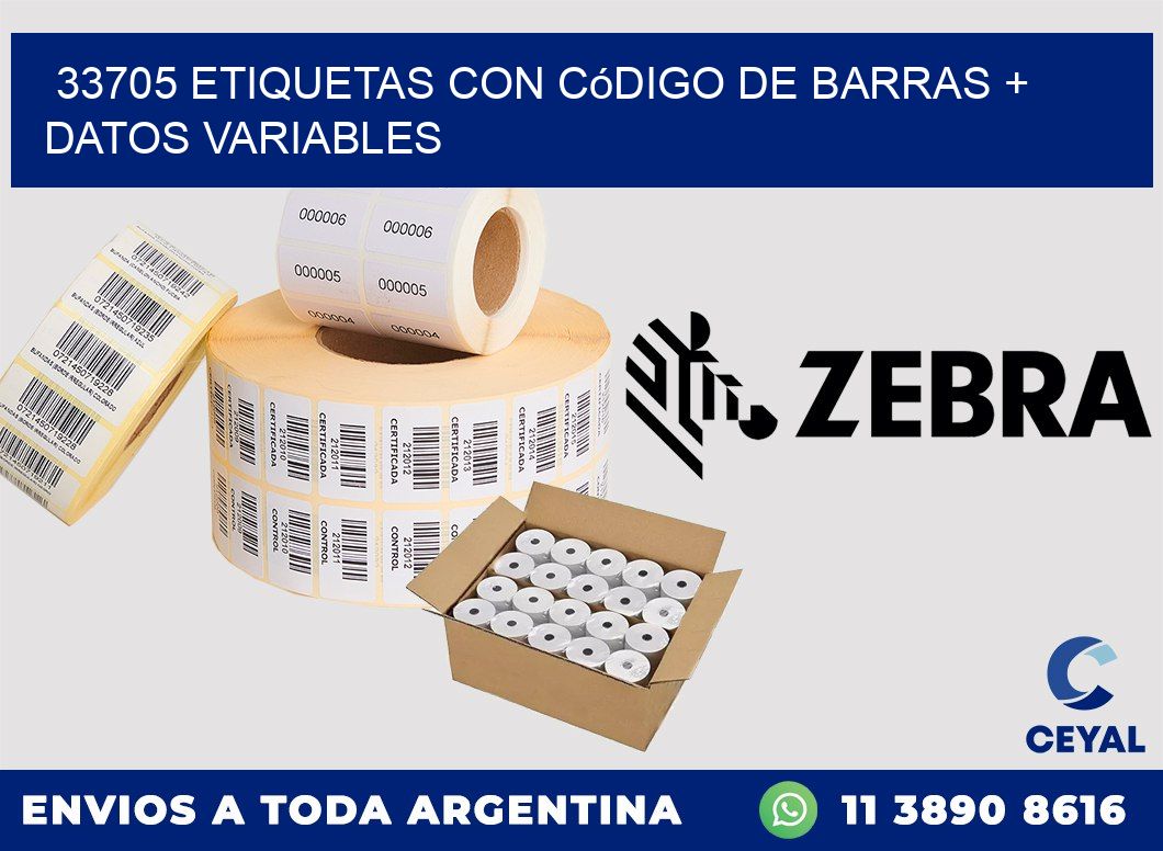 33705 etiquetas con código de barras + datos variables