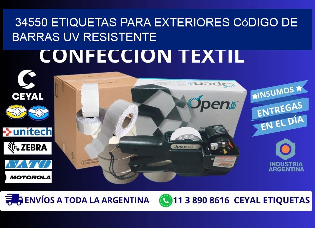 34550 etiquetas para exteriores código de barras UV resistente