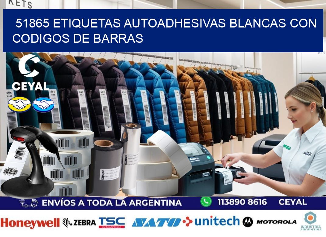 51865 etiquetas autoadhesivas blancas con codigos de barras