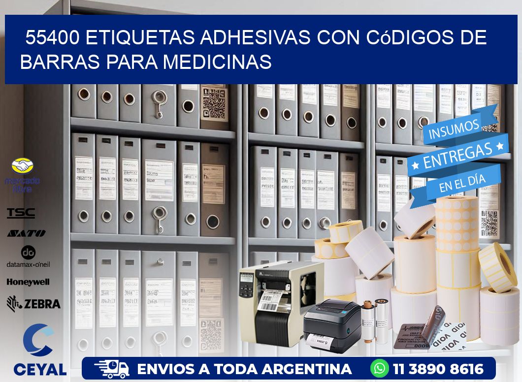 55400 etiquetas adhesivas con códigos de barras para medicinas