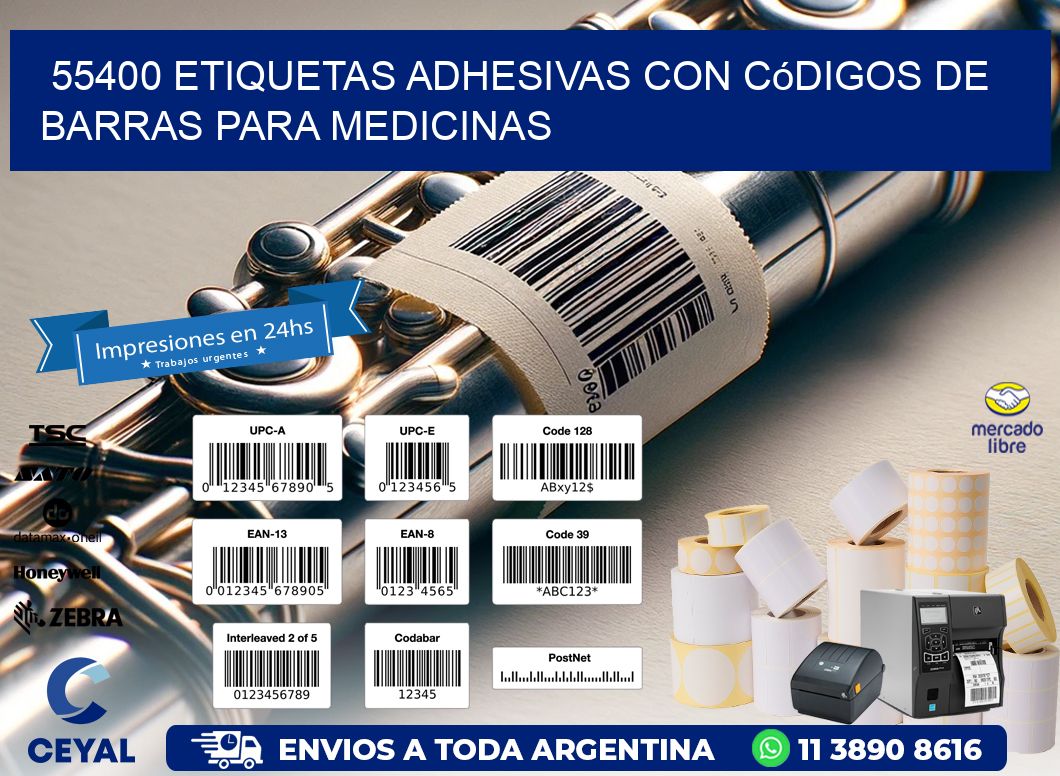 55400 etiquetas adhesivas con códigos de barras para medicinas