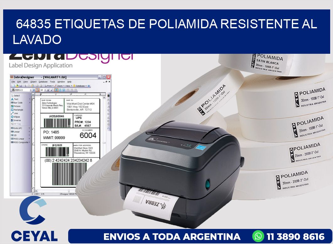 64835 Etiquetas de poliamida resistente al lavado