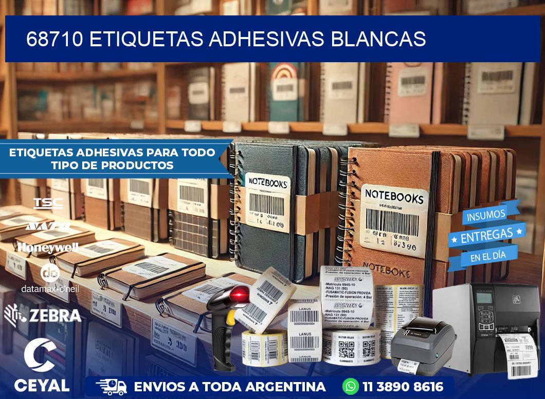 68710 etiquetas adhesivas blancas