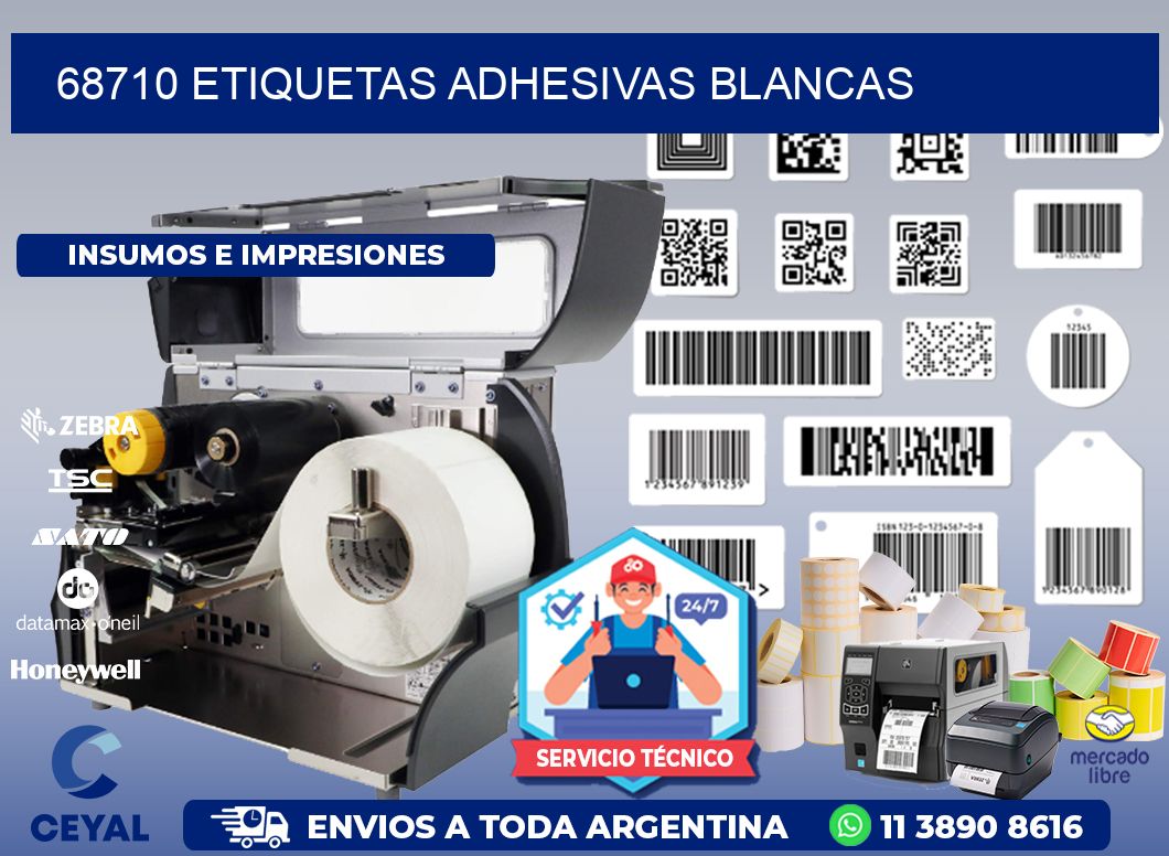68710 etiquetas adhesivas blancas