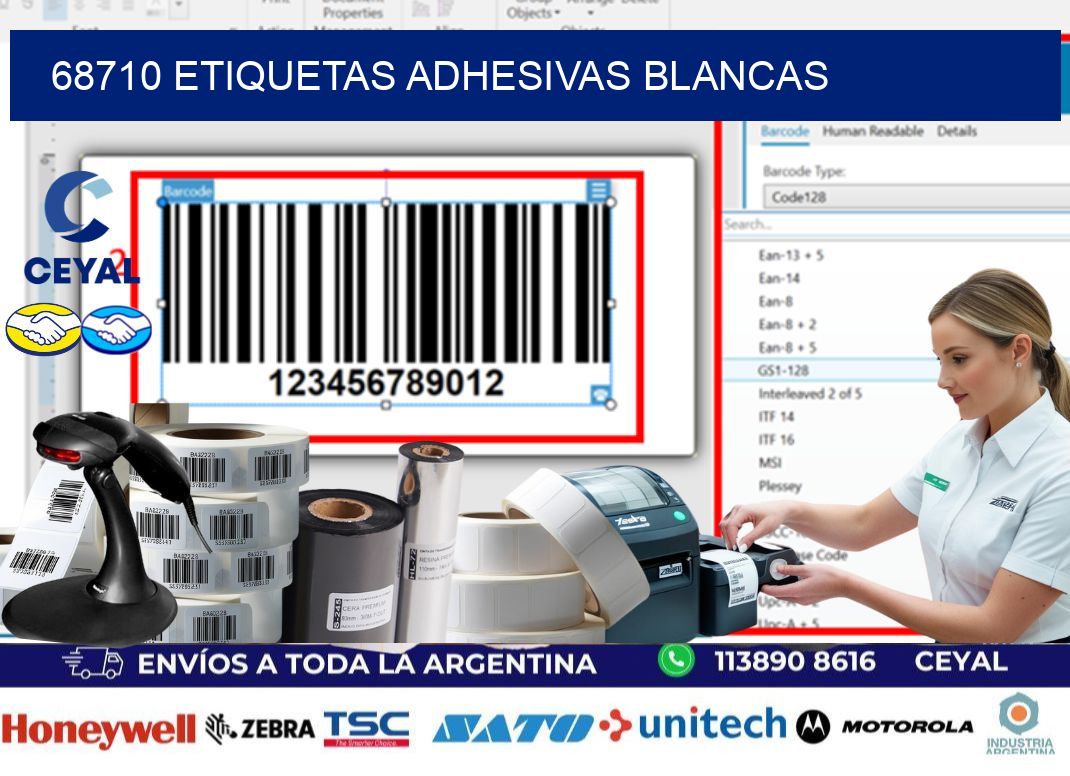 68710 etiquetas adhesivas blancas