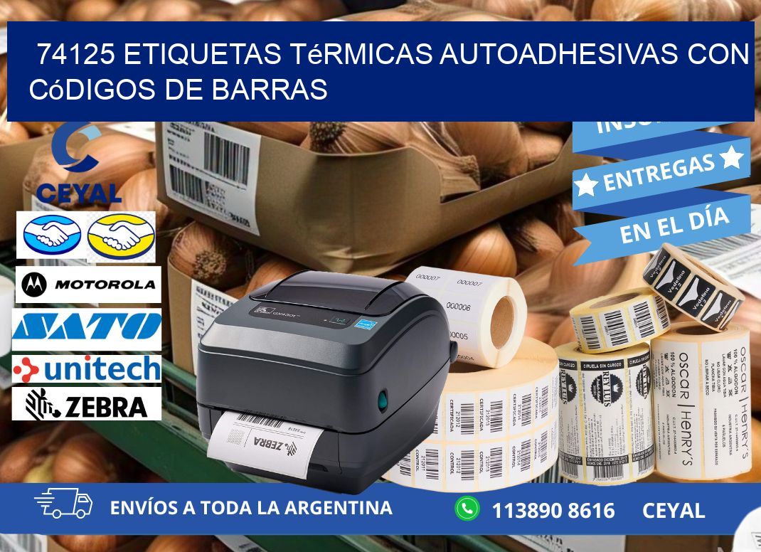 74125 Etiquetas térmicas autoadhesivas con códigos de barras