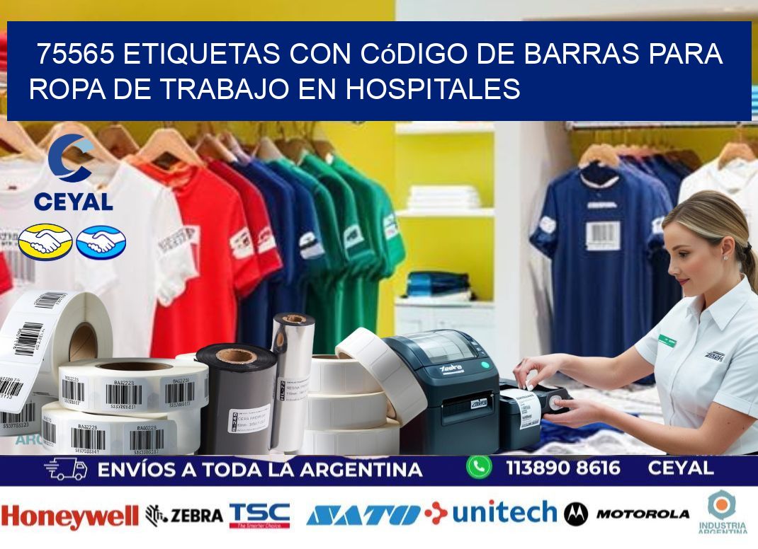 75565 Etiquetas con código de barras para ropa de trabajo en hospitales