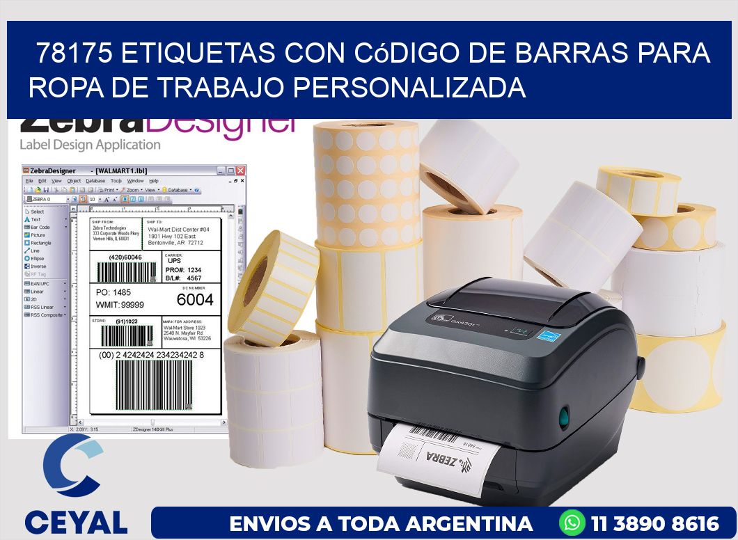 78175 Etiquetas con código de barras para ropa de trabajo personalizada