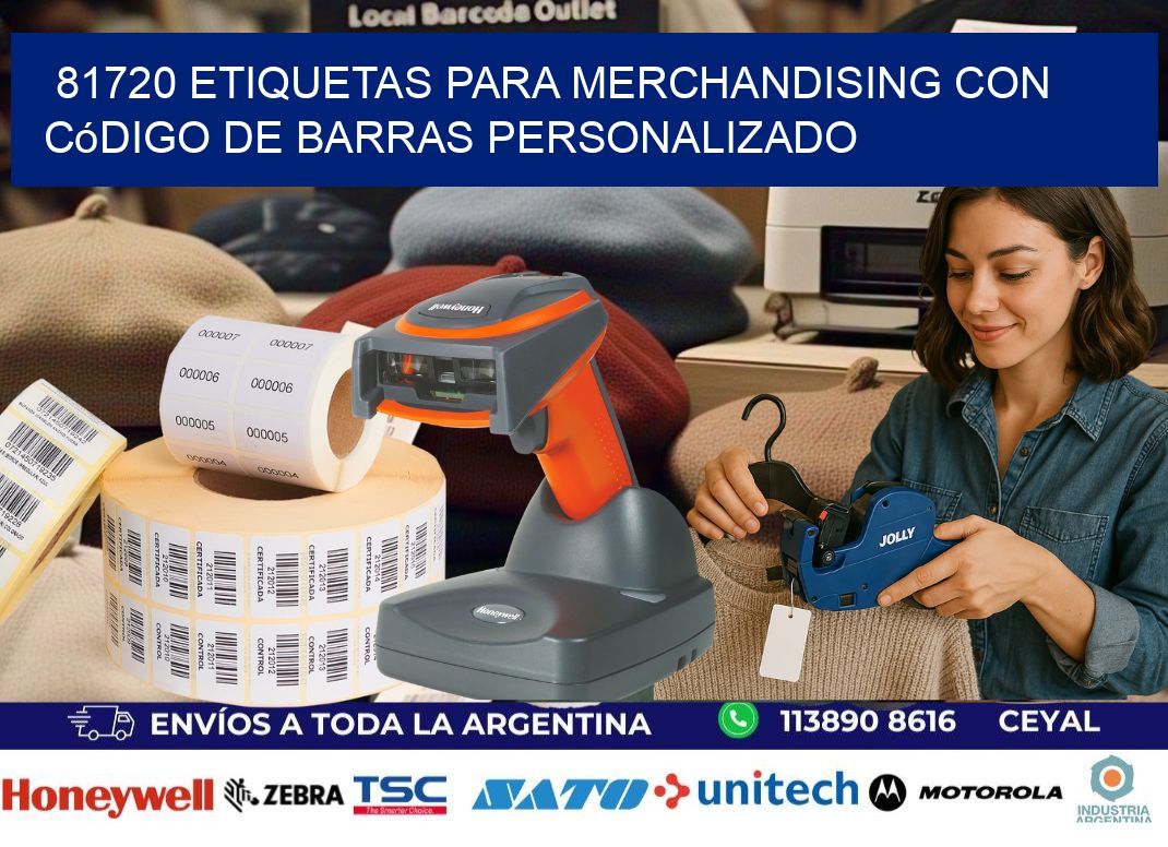 81720 etiquetas para merchandising con código de barras personalizado