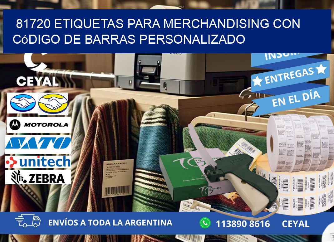 81720 etiquetas para merchandising con código de barras personalizado