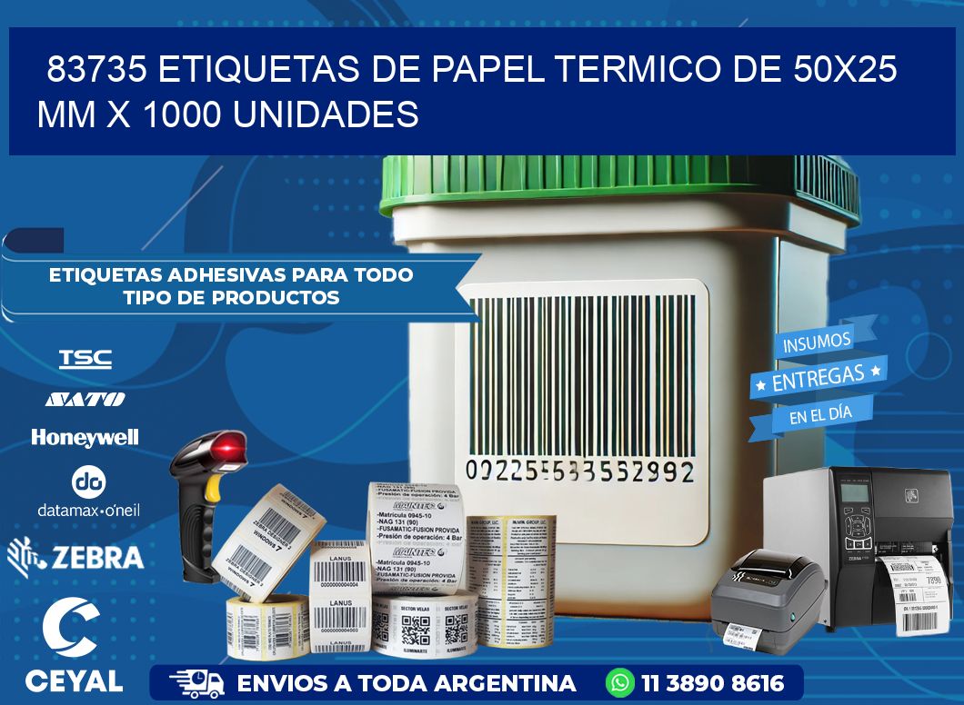 83735 Etiquetas De Papel Termico De 50x25 Mm X 1000 Unidades