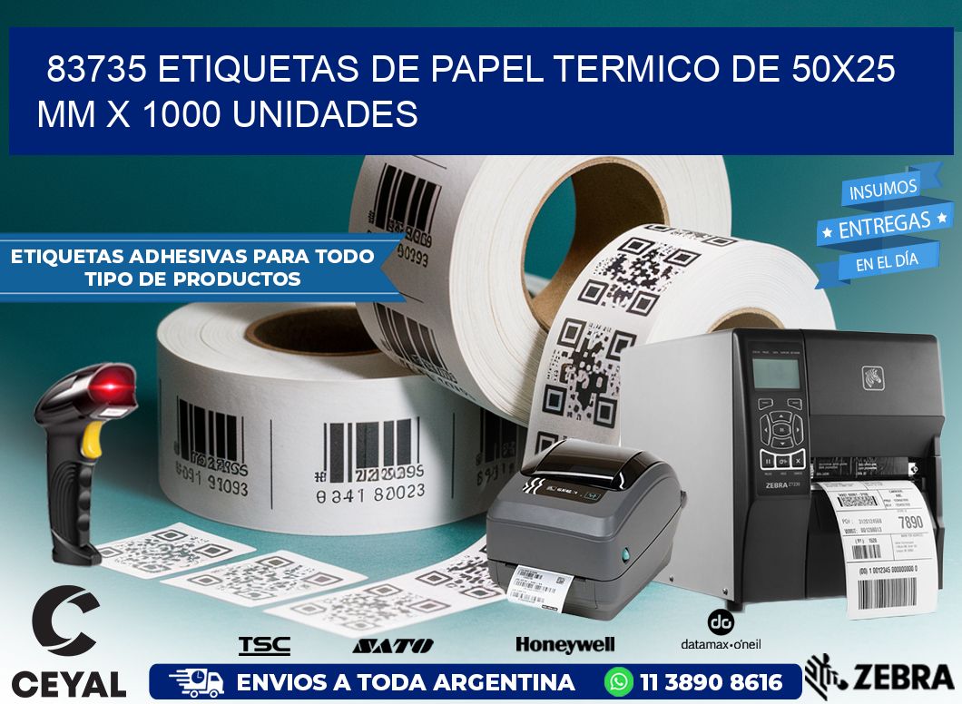 83735 Etiquetas De Papel Termico De 50x25 Mm X 1000 Unidades