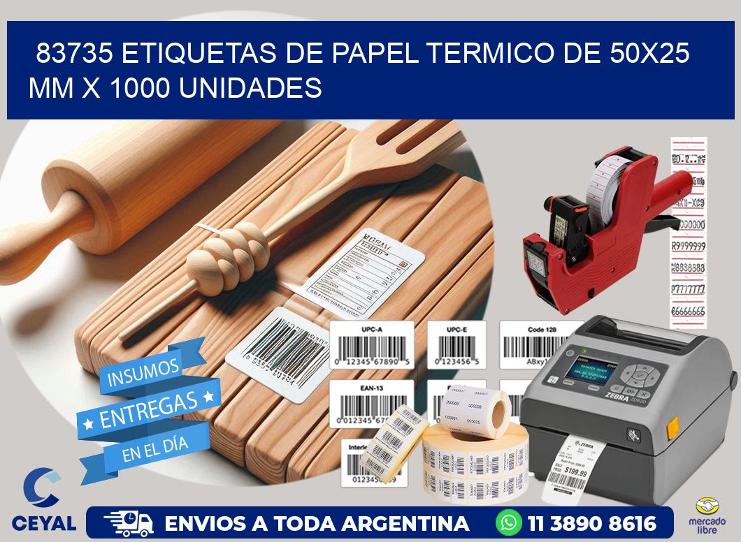 83735 Etiquetas De Papel Termico De 50x25 Mm X 1000 Unidades