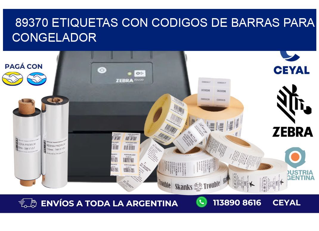 89370 Etiquetas con codigos de barras para congelador