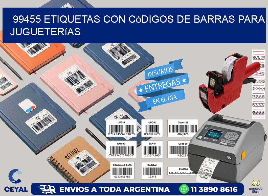 99455 etiquetas con códigos de barras para jugueterías