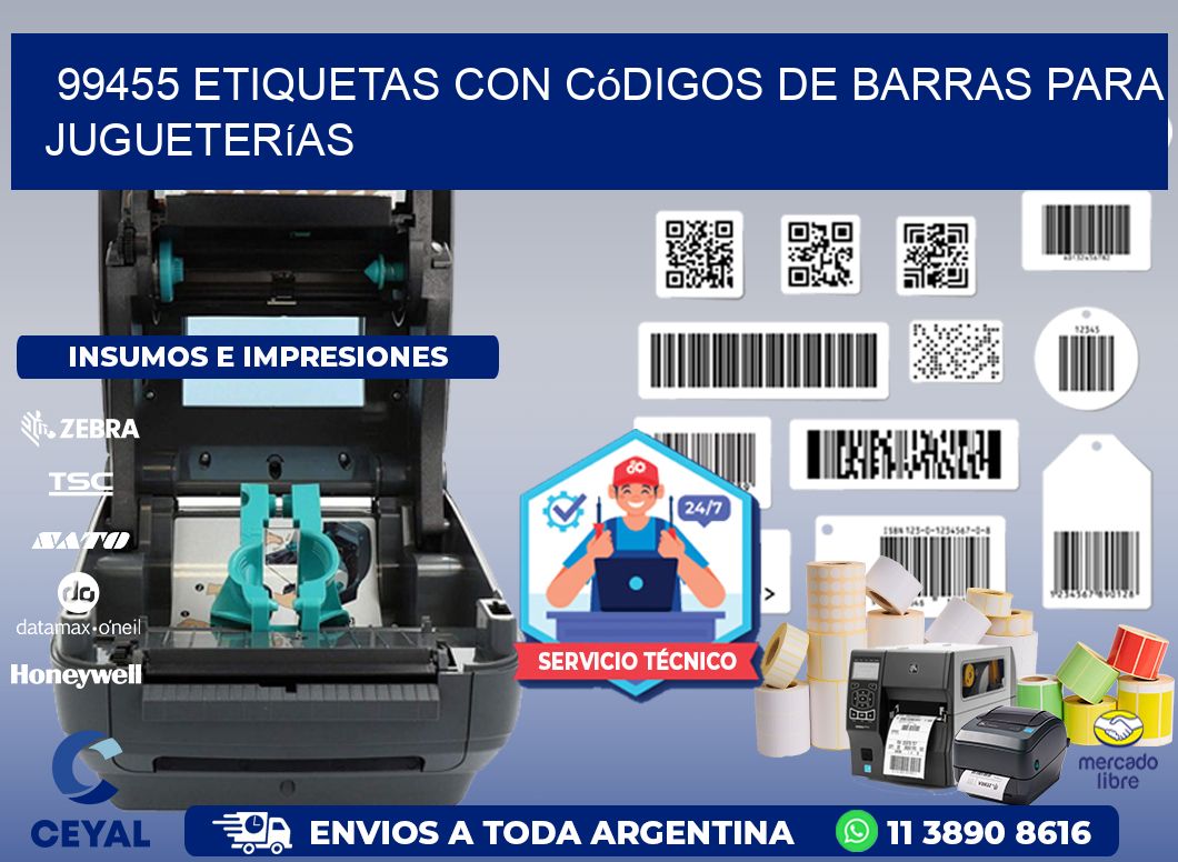 99455 etiquetas con códigos de barras para jugueterías