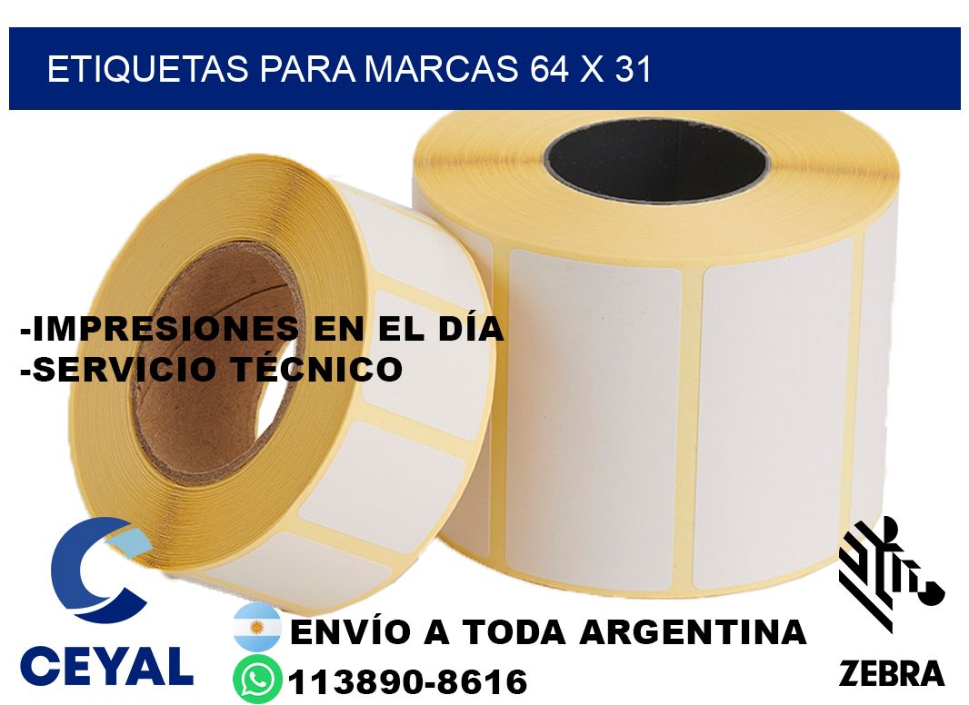ETIQUETAS PARA MARCAS 64 x 31