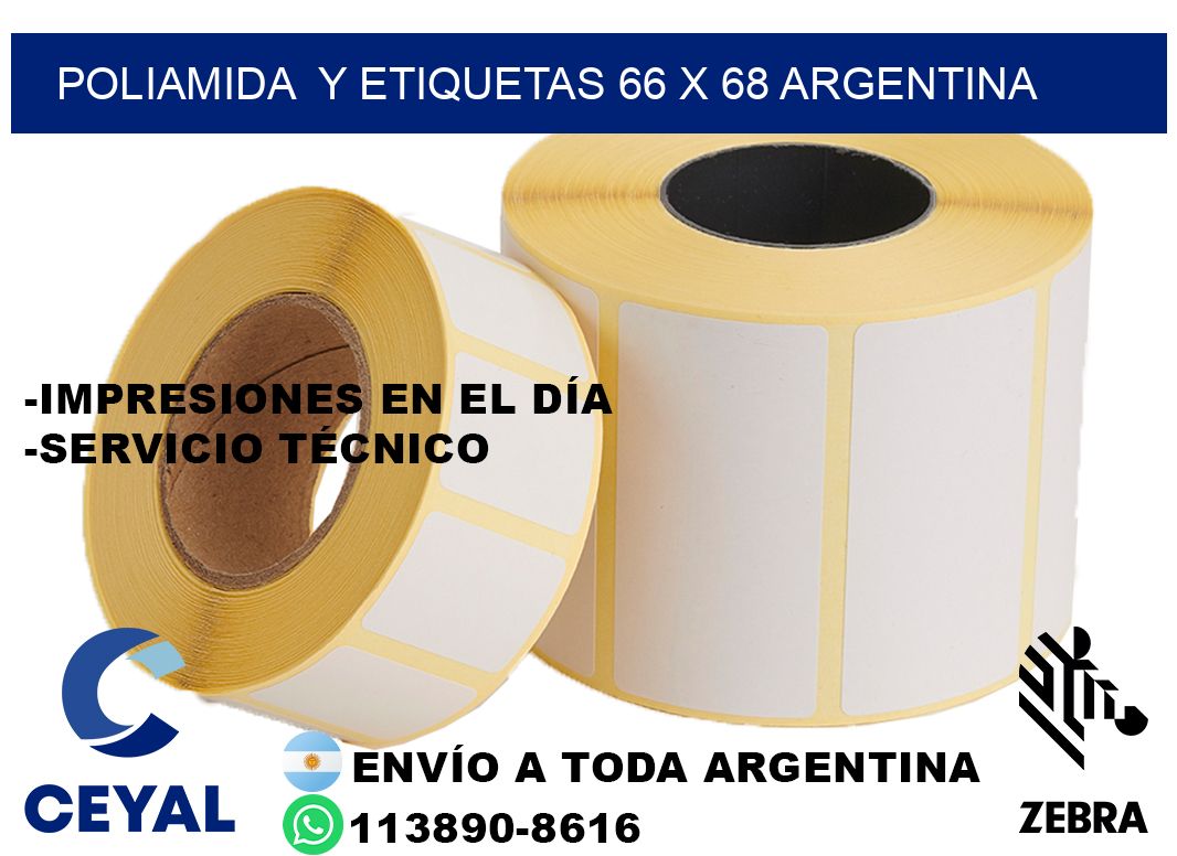 Poliamida  y etiquetas 66 x 68 argentina