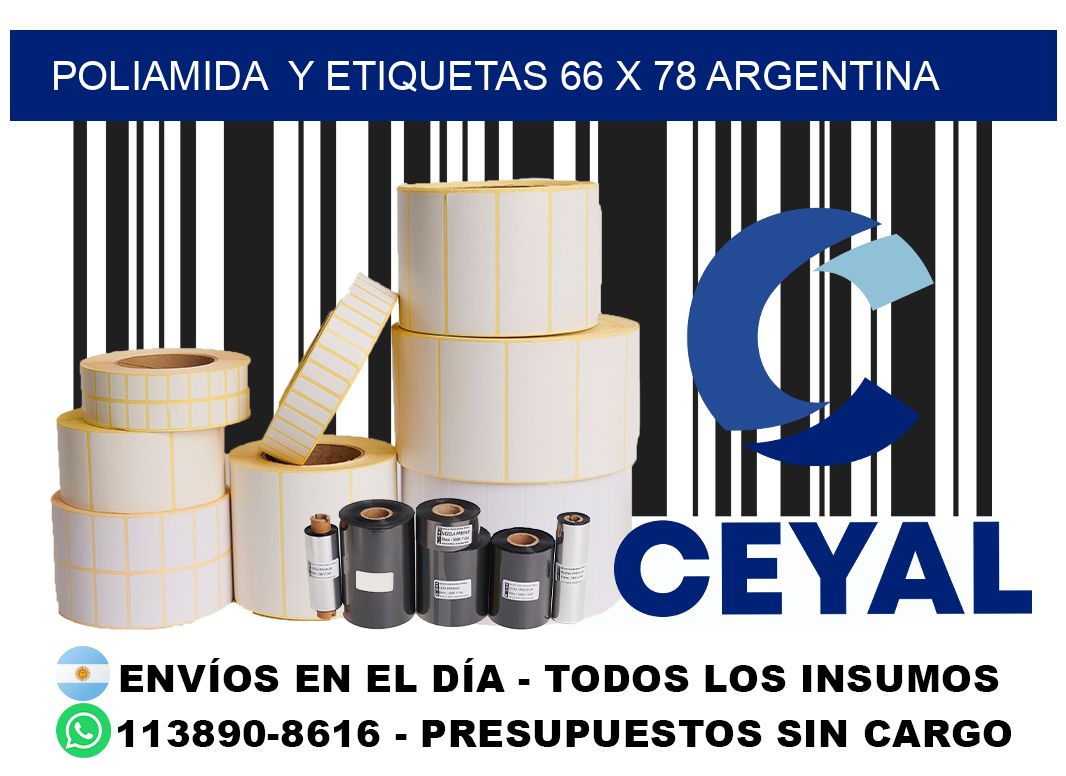 Poliamida  y etiquetas 66 x 78 argentina