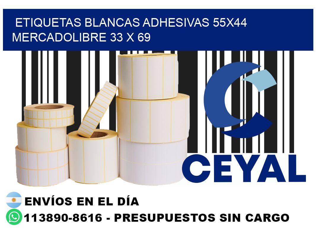 etiquetas blancas adhesivas 55x44 mercadolibre 33 x 69