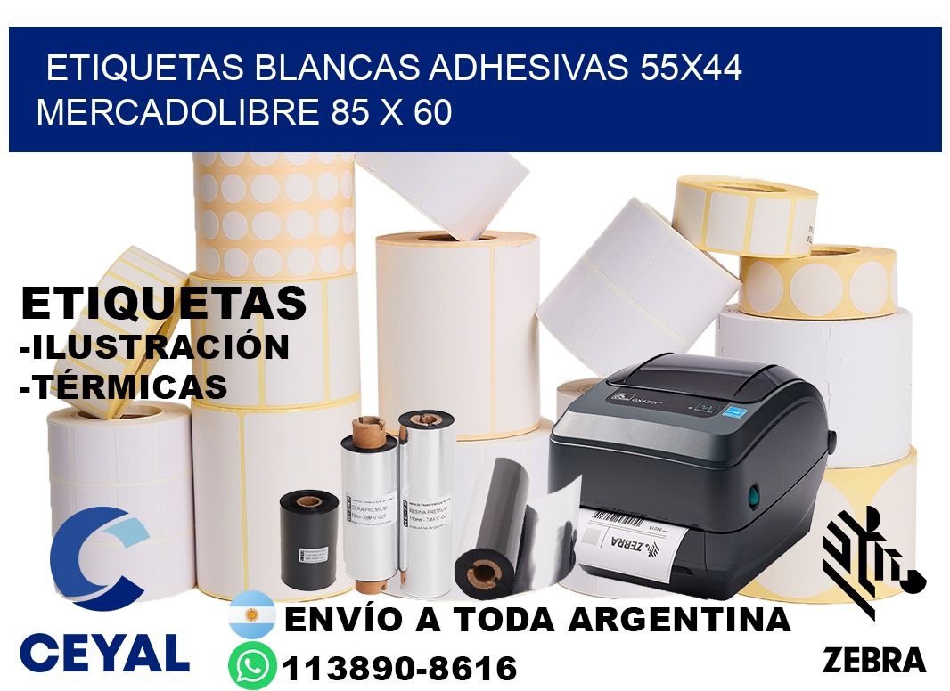 etiquetas blancas adhesivas 55x44 mercadolibre 85 x 60