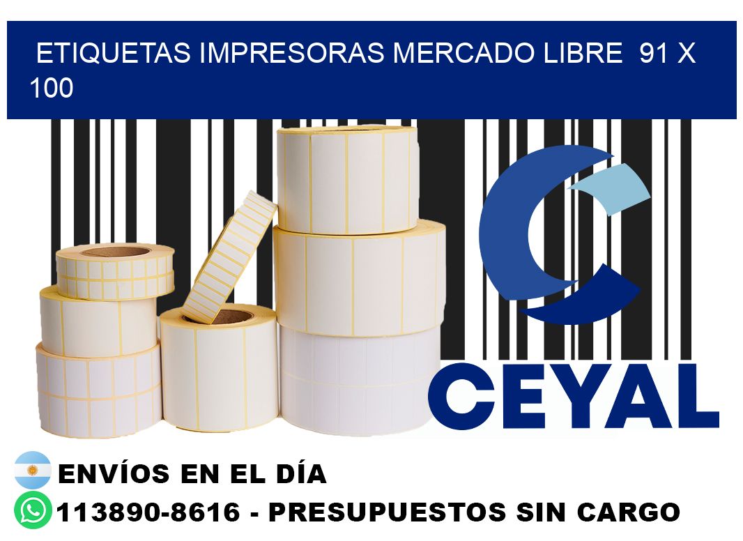 etiquetas impresoras mercado libre  91 x 100