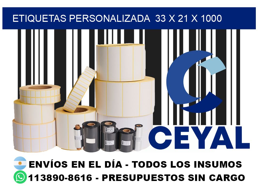 etiquetas personalizada  33 x 21 x 1000