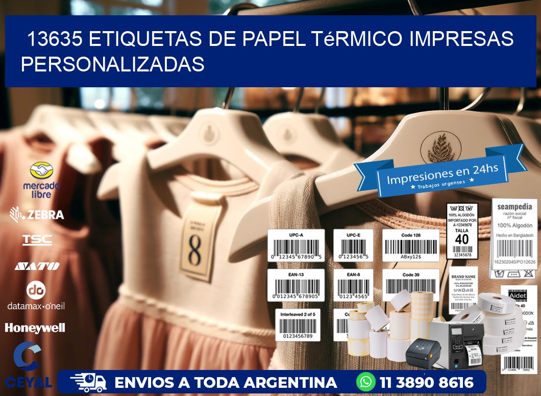 13635 Etiquetas de papel térmico impresas personalizadas