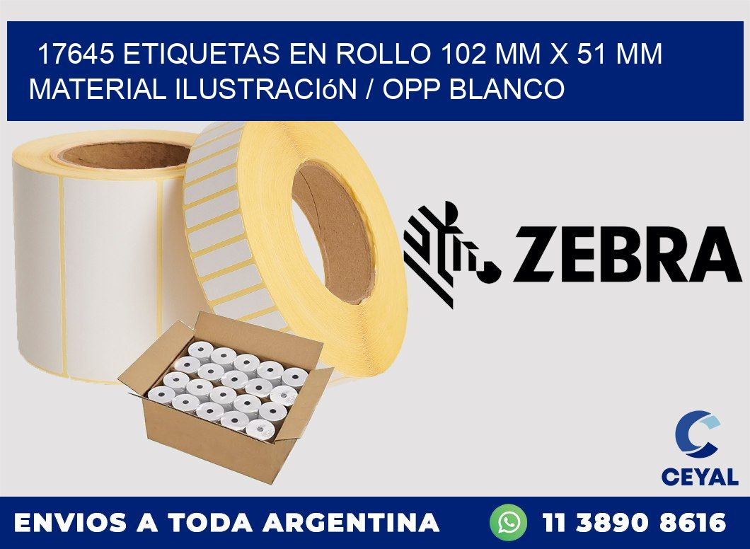 17645 Etiquetas en rollo 102 mm x 51 mm material Ilustración / OPP Blanco