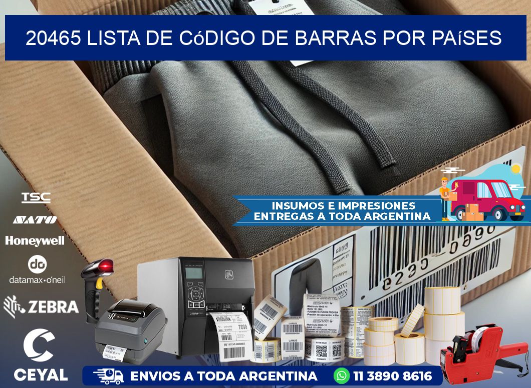 20465 Lista de código de barras por países