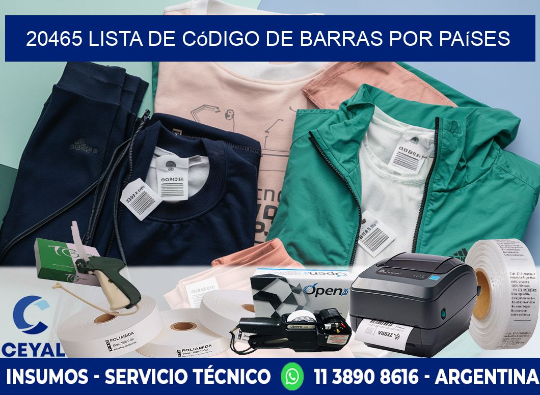 20465 Lista de código de barras por países