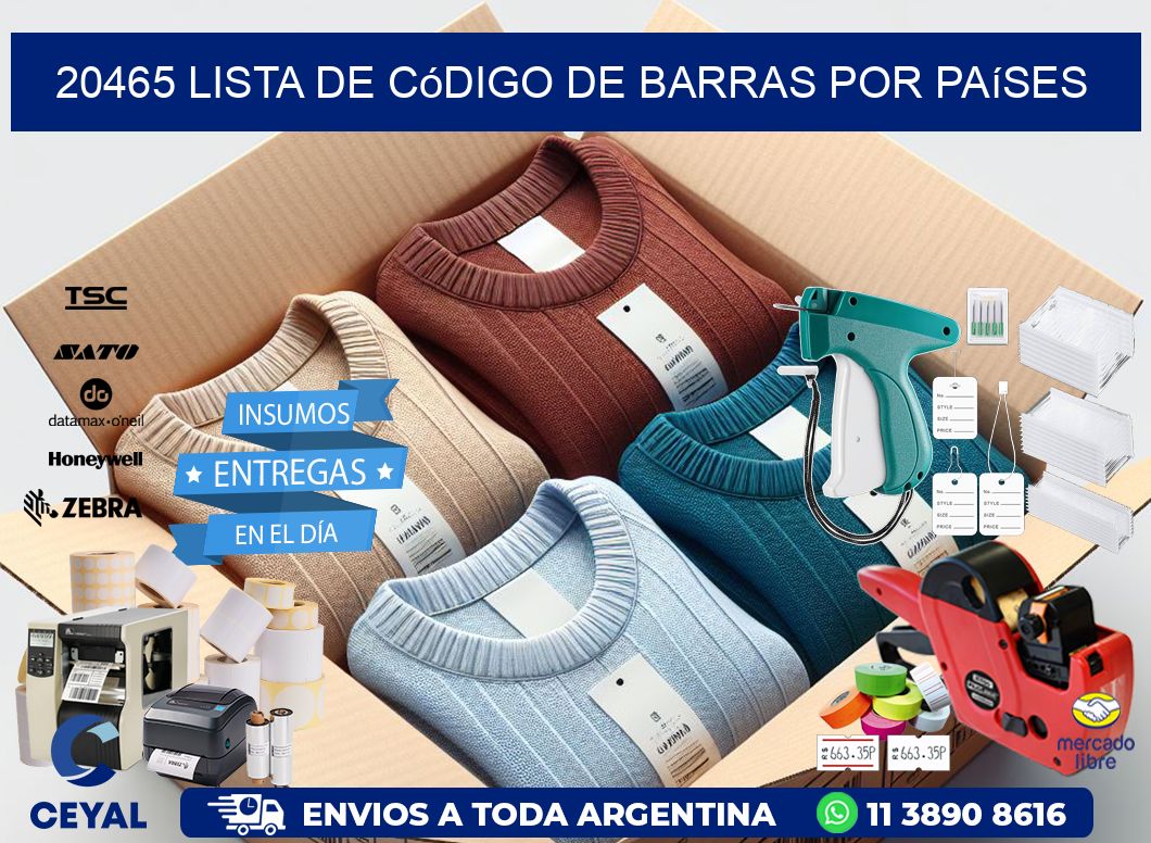 20465 Lista de código de barras por países