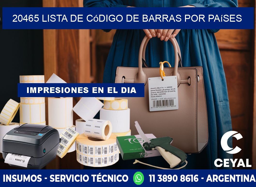 20465 Lista de código de barras por países