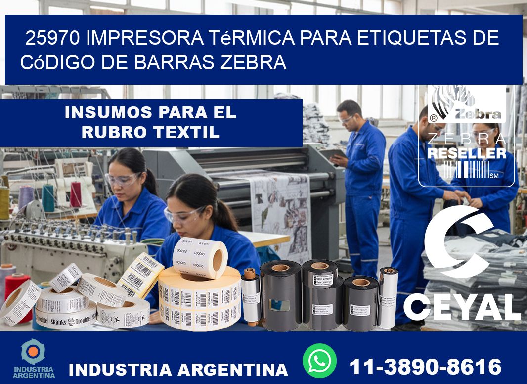 25970 impresora térmica para etiquetas de código de barras Zebra