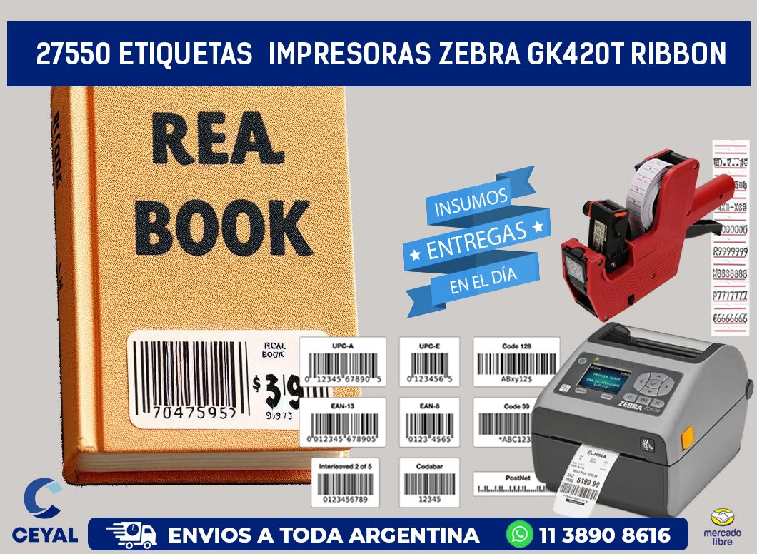 27550 Etiquetas  impresoras zebra gk420t ribbon