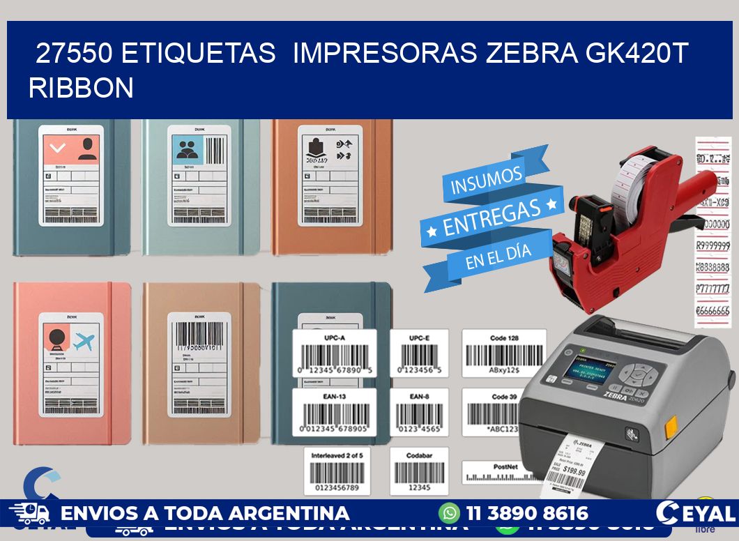 27550 Etiquetas  impresoras zebra gk420t ribbon