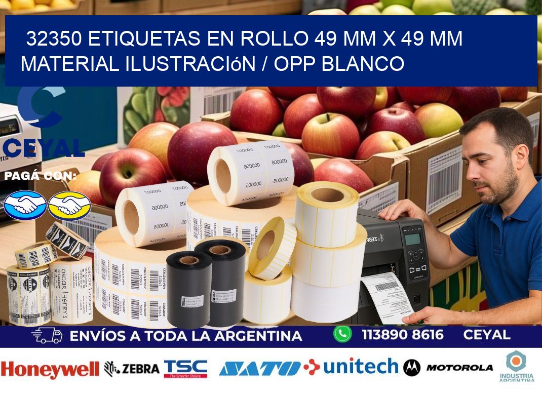 32350 Etiquetas en rollo 49 mm x 49 mm material Ilustración / OPP Blanco