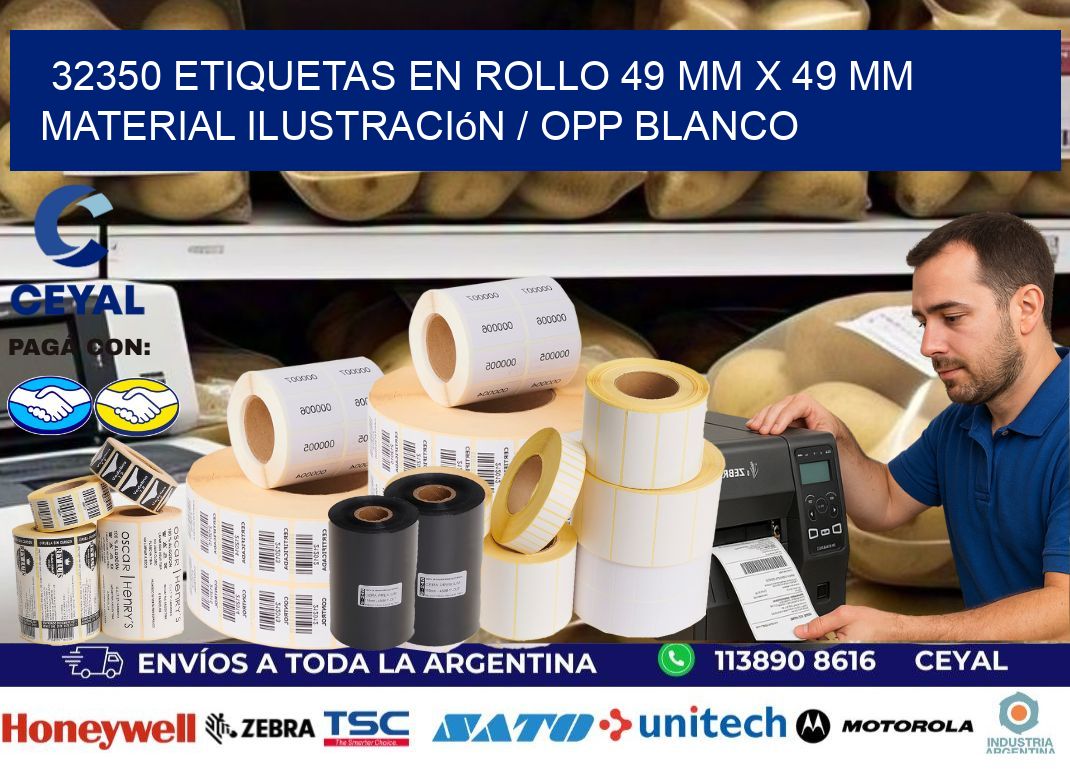 32350 Etiquetas en rollo 49 mm x 49 mm material Ilustración / OPP Blanco