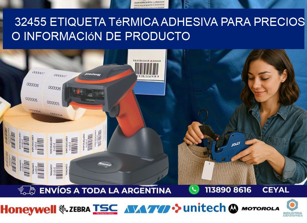 32455 Etiqueta térmica adhesiva para precios o información de producto