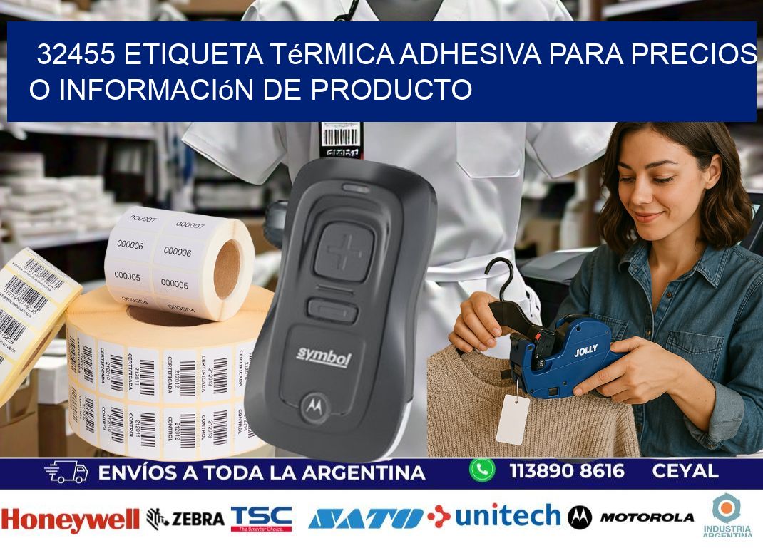 32455 Etiqueta térmica adhesiva para precios o información de producto
