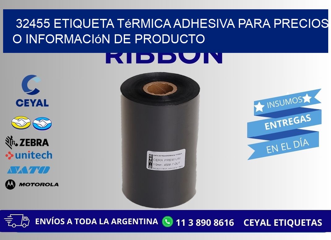 32455 Etiqueta térmica adhesiva para precios o información de producto