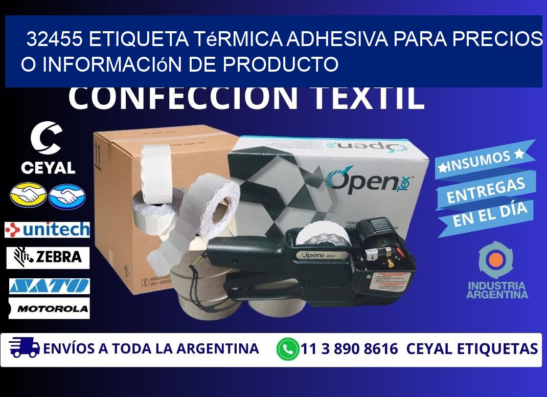 32455 Etiqueta térmica adhesiva para precios o información de producto