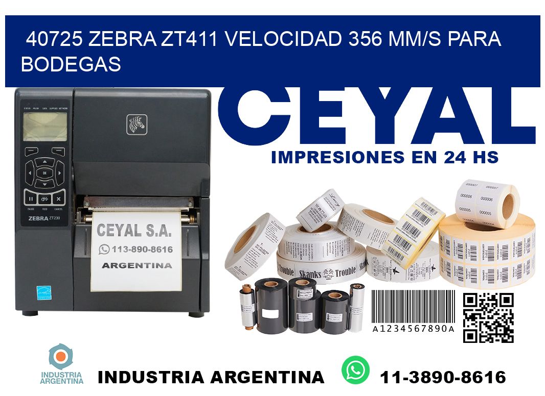40725 Zebra ZT411 velocidad 356 mm/s para bodegas