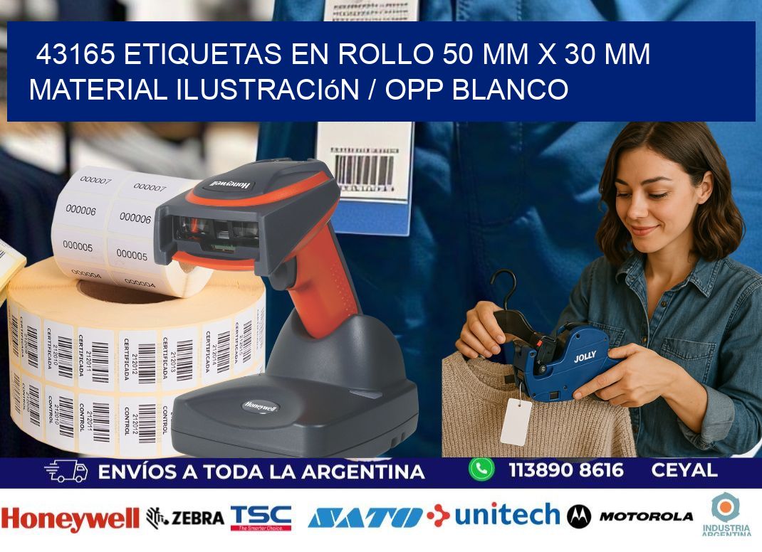 43165 Etiquetas en rollo 50 mm x 30 mm material Ilustración / OPP Blanco