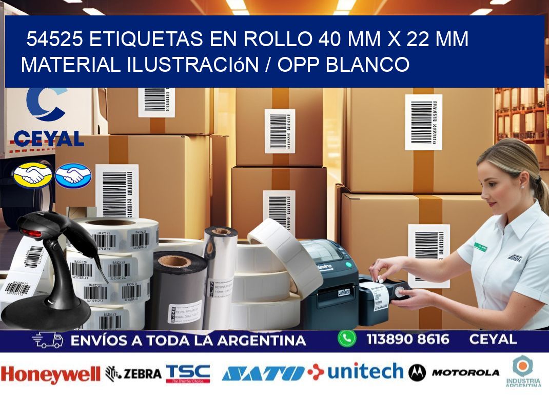 54525 Etiquetas en rollo 40 mm x 22 mm material Ilustración / OPP Blanco