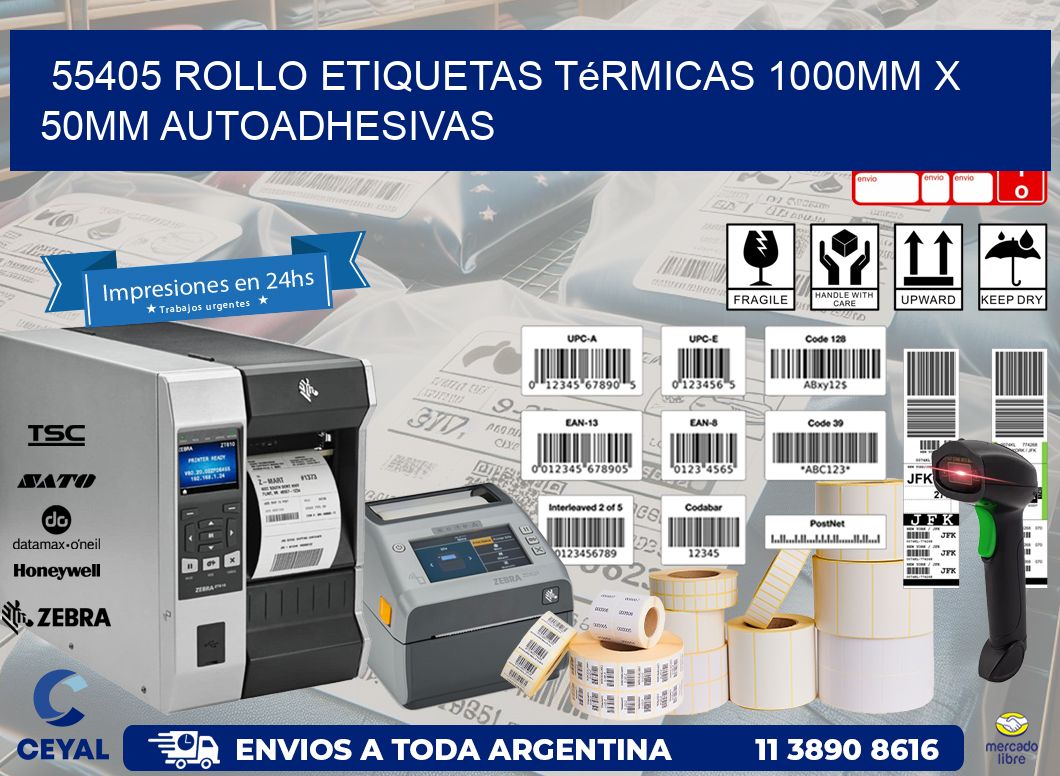 55405 Rollo Etiquetas Térmicas 1000mm X 50mm Autoadhesivas