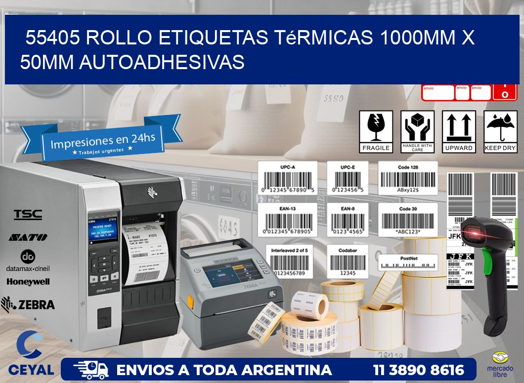 55405 Rollo Etiquetas Térmicas 1000mm X 50mm Autoadhesivas