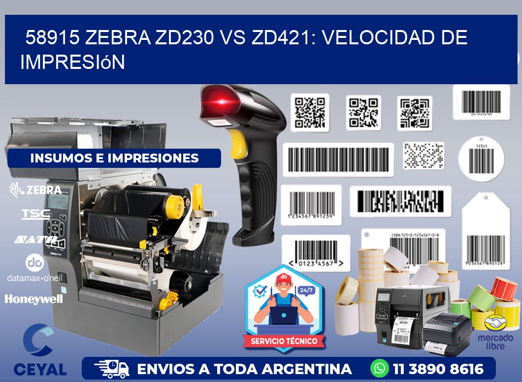 58915 Zebra ZD230 vs ZD421: velocidad de impresión