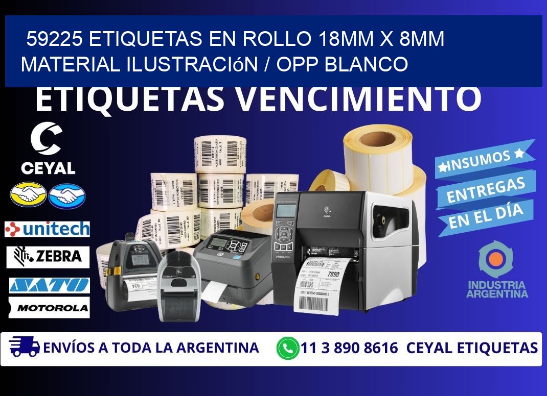 59225 Etiquetas en rollo 18mm x 8mm material Ilustración / OPP Blanco